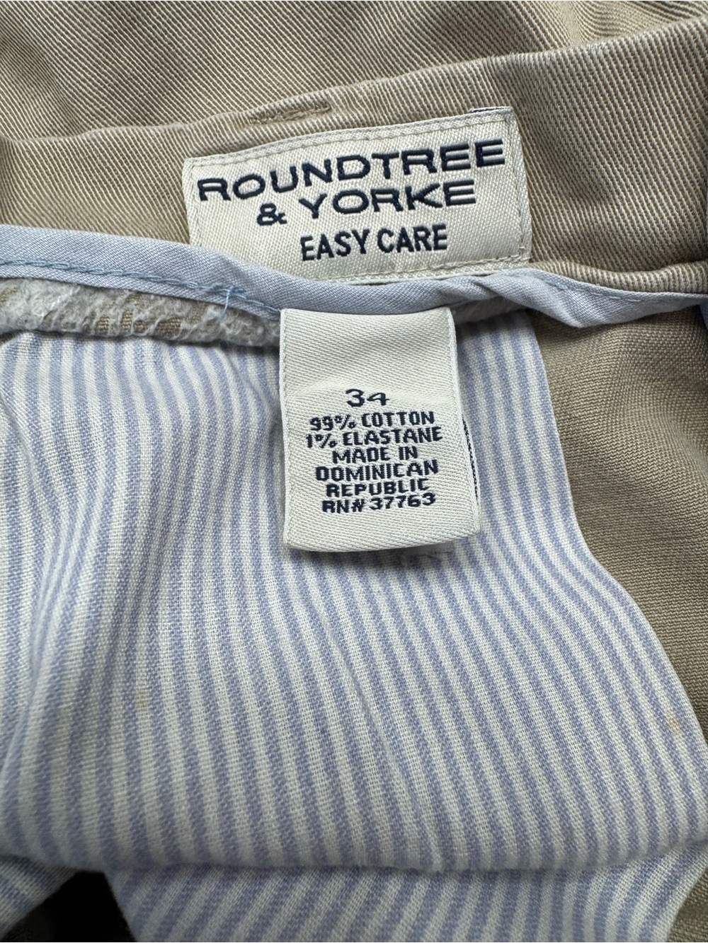 Vintage Roundtree & Yorke Men’s Size 34 Khaki Chino Shorts Cotton Y2K - Picture 6 of 7